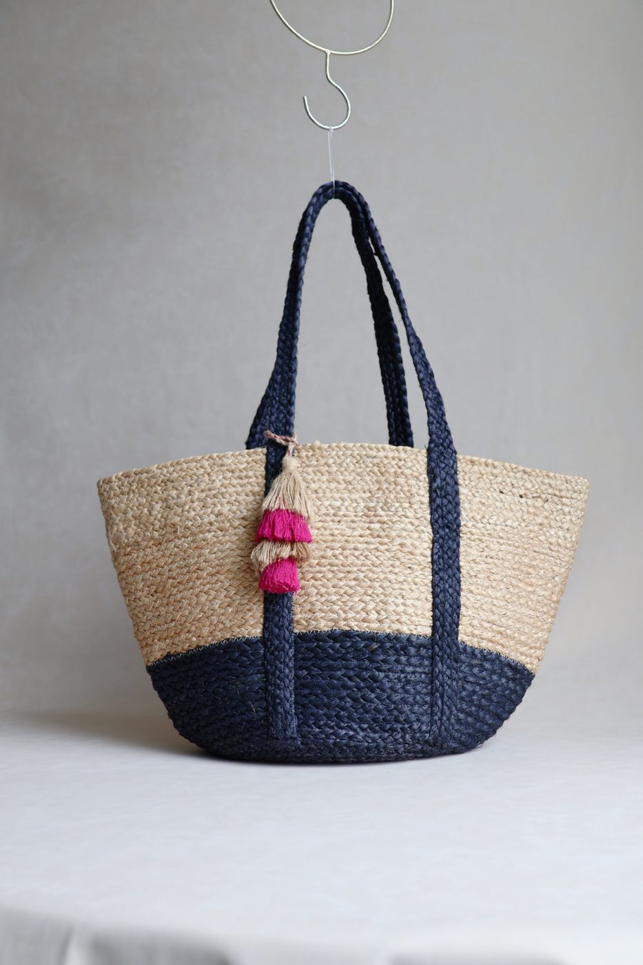Midnight Pom Basket Tote by Indi Roots