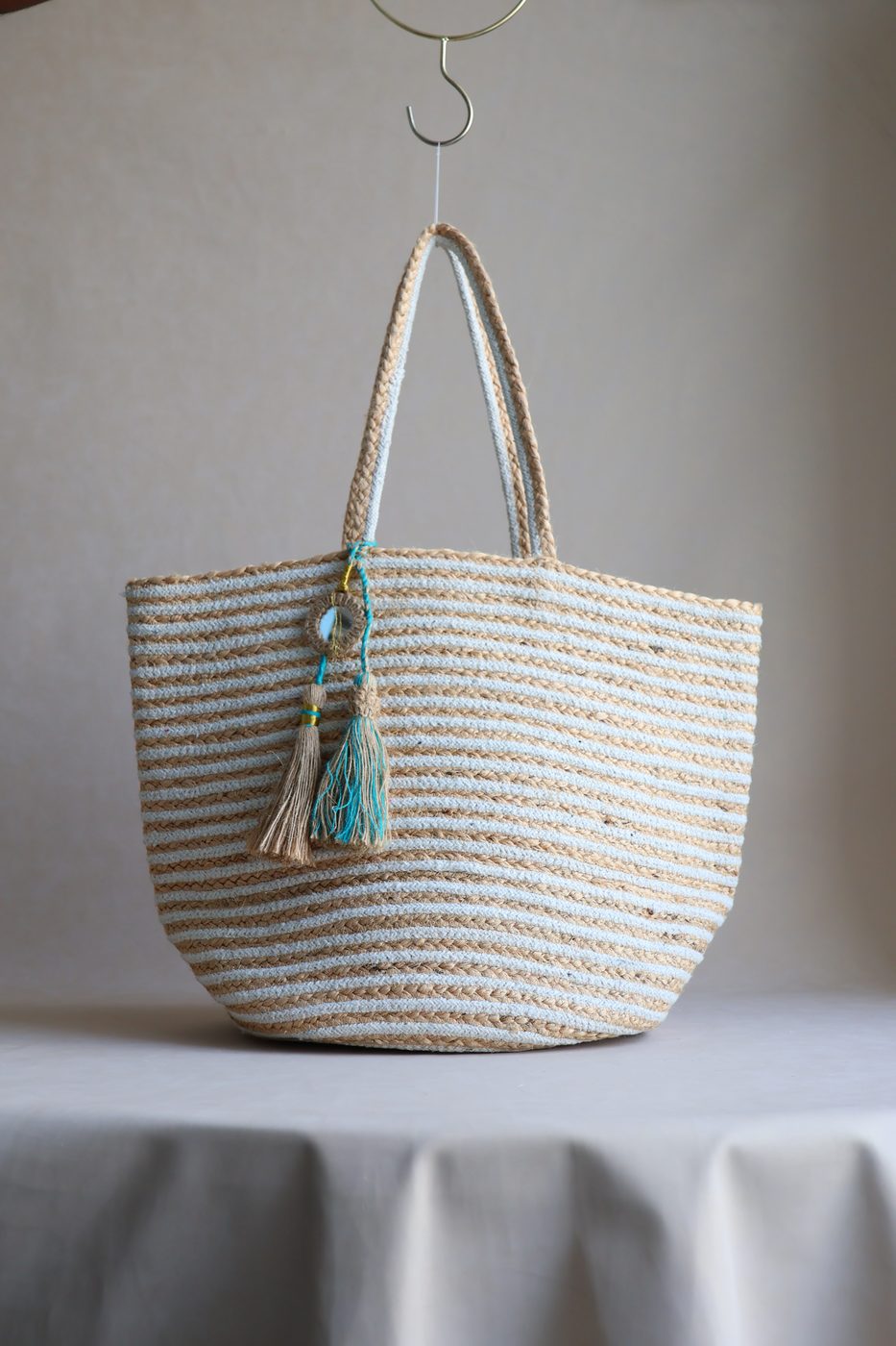 Seafoam Tassel Tote by Indi Roots